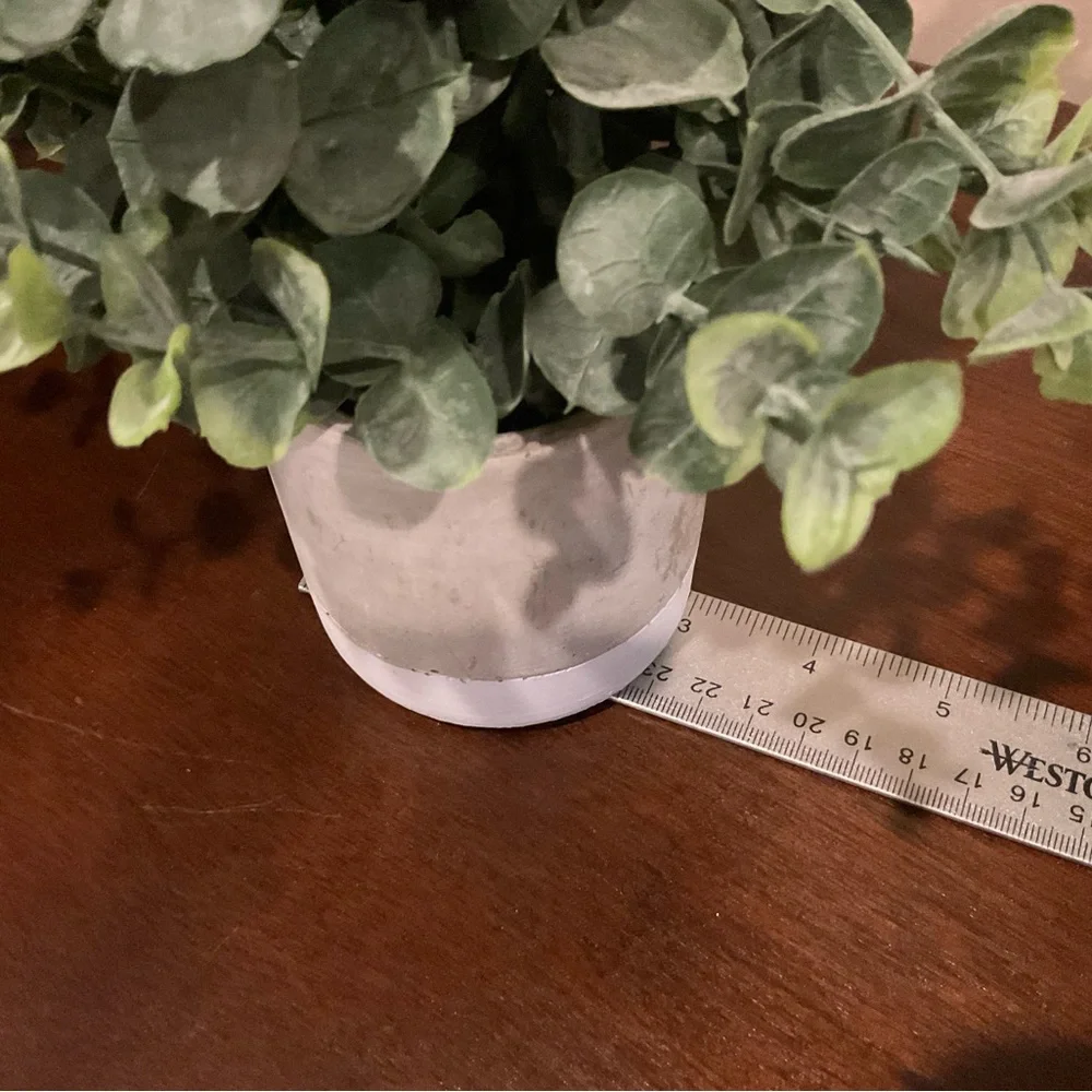 Three Decorative Faux Green Plants in Cement-Look Pots  🪴